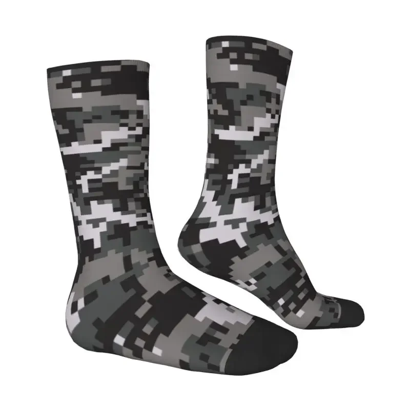 Harajuku Black And Gray Digital Camouflage Socks Women Men Warm 3D Printed Army Camo Football Sports Socks