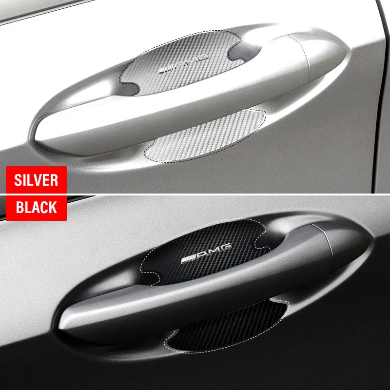 

4Pcs Carbon Fiber Car Door Handle Protection Emblem 3D Sticker Styling For Mercedes-Benz CLS GLC GLK W211 W221 W220 W163 W164