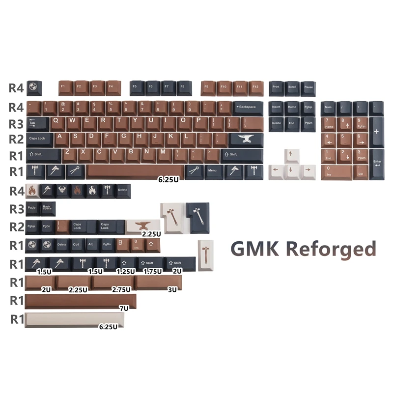 143 Keys GMK Reforged Keycaps PBT Dye Sublimation Key Caps Cherry Profile Keycap With ISO Enter 3U 7U Spacebar 1.75u 2u Shift
