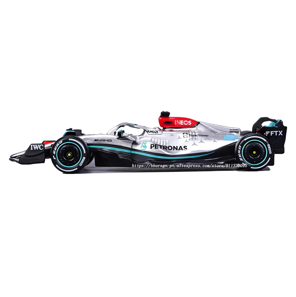 Bburago-Diecast carro modelo brinquedo, F1 Mercedes AMG equipe W13, Hamilton W44, Hamilton, #63, Liga de cobre, Veículo de luxo, 1:43, 2022