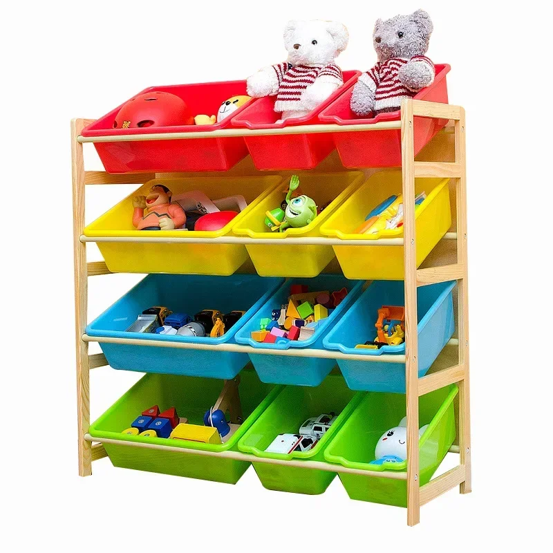 

Children's Toy Storage Rack Solid Wood Kindergarten Toy Storage Cabinet Baby Bookshelf Rack Multi-layer Household Shelf