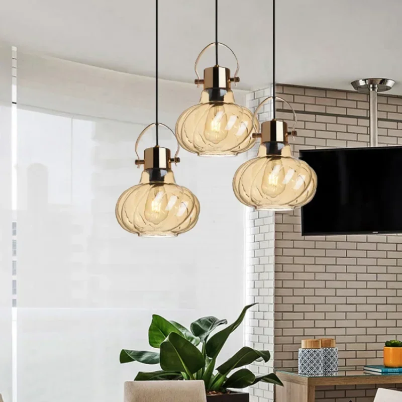 Vintage Glass Chandelier Nordic Creative Living Room Restaurant Bar Counter Lighting Home Decoration  Bedroom Closets