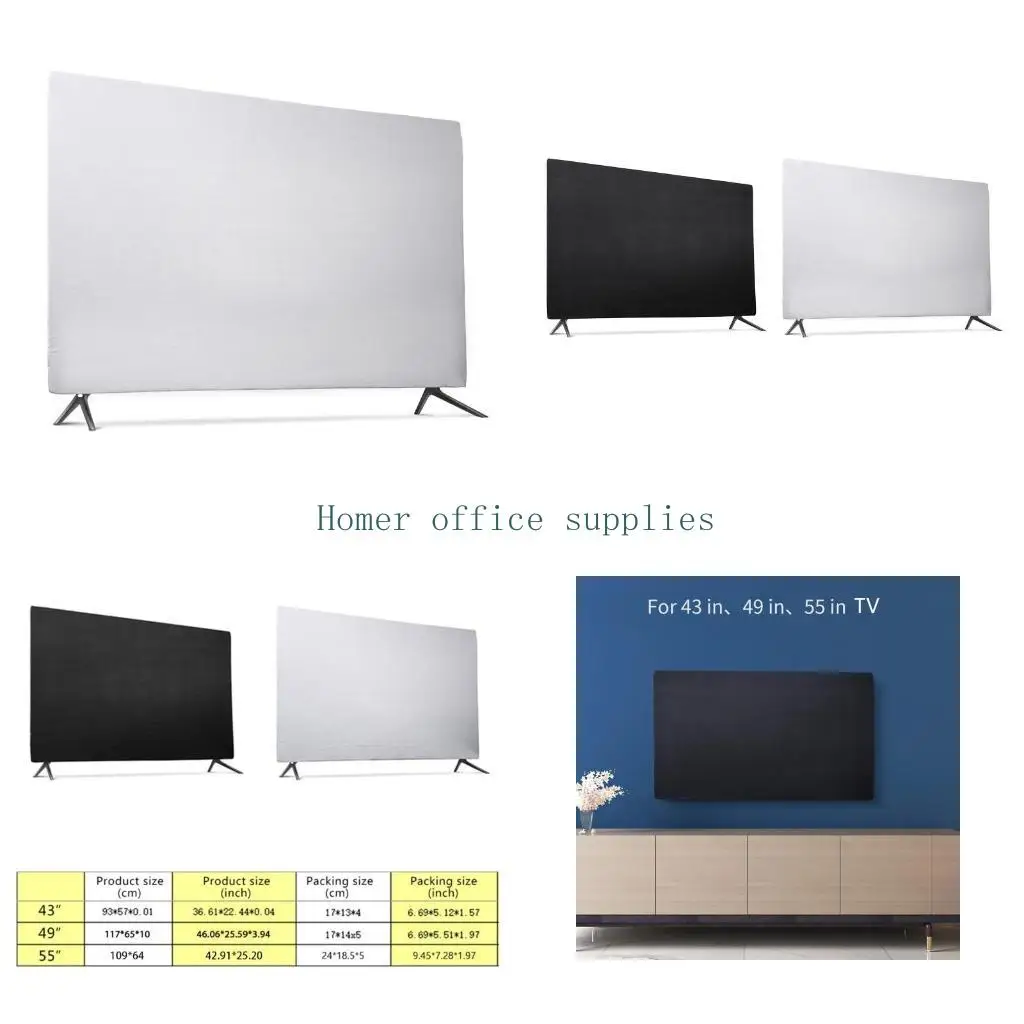 

K43B Soft Elastic Fabric Dust Cover for 43" 49" 55" LCD Hang-type Television Scratch Resistant Splash Proof Protector for
