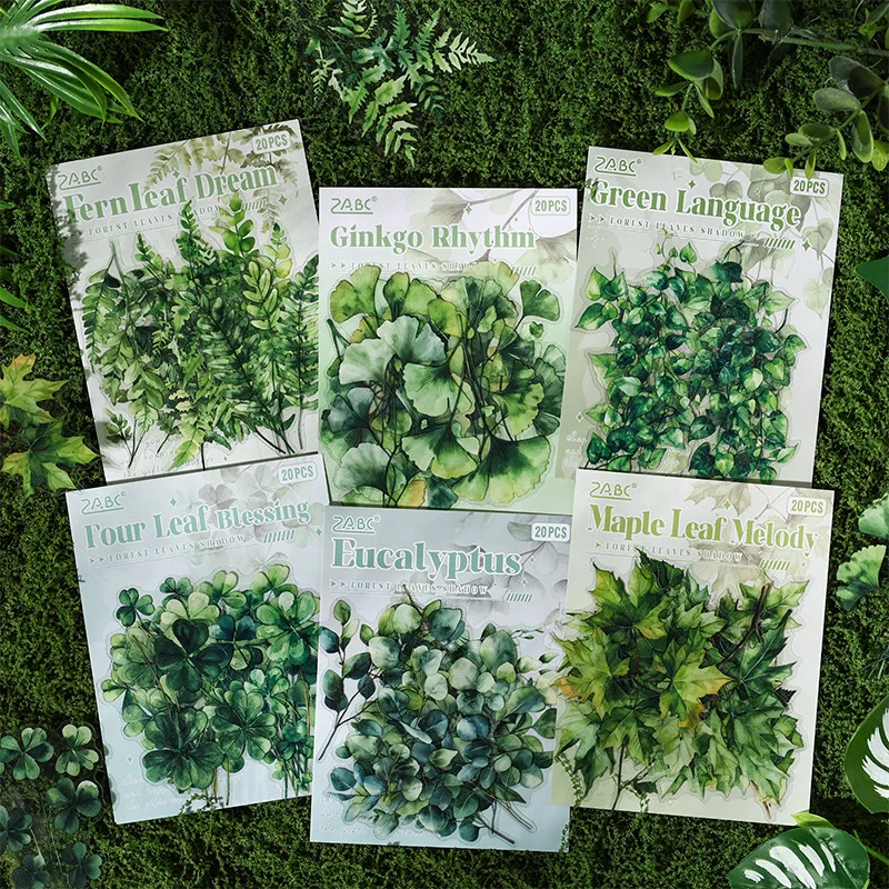 

20pcs/1lot Kawaii Scrapbook Sticker forest leaf shadow Scrapbooking Supplies Planner Decorative Stationery Sticker