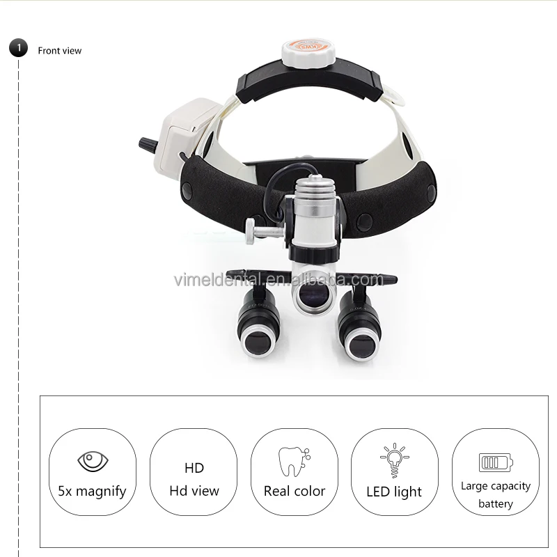 5X Binocular Loupes 3W LED den tal Surgical Headlight for Surgery ENT Examination