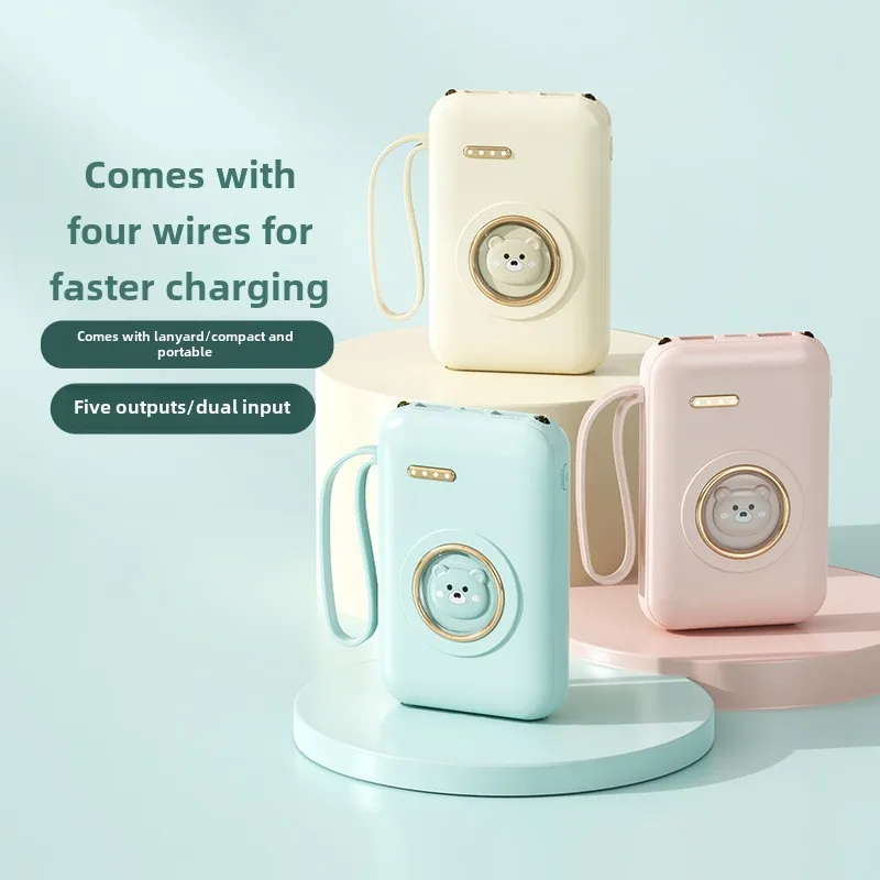 Mini Cute 20000mAh Power Bank Portable Large Capacity Battery Fast Charging Power Bank With Charging Cable External Battery