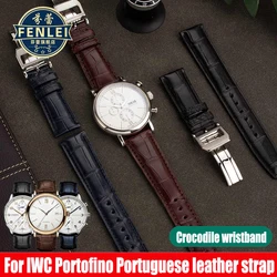 Crocodile leather Watch strap for IWC Pilot Portugal 7 Timing Portofino Leather Watch Band Men and Women 20mm 21mm 22mm Bracelet