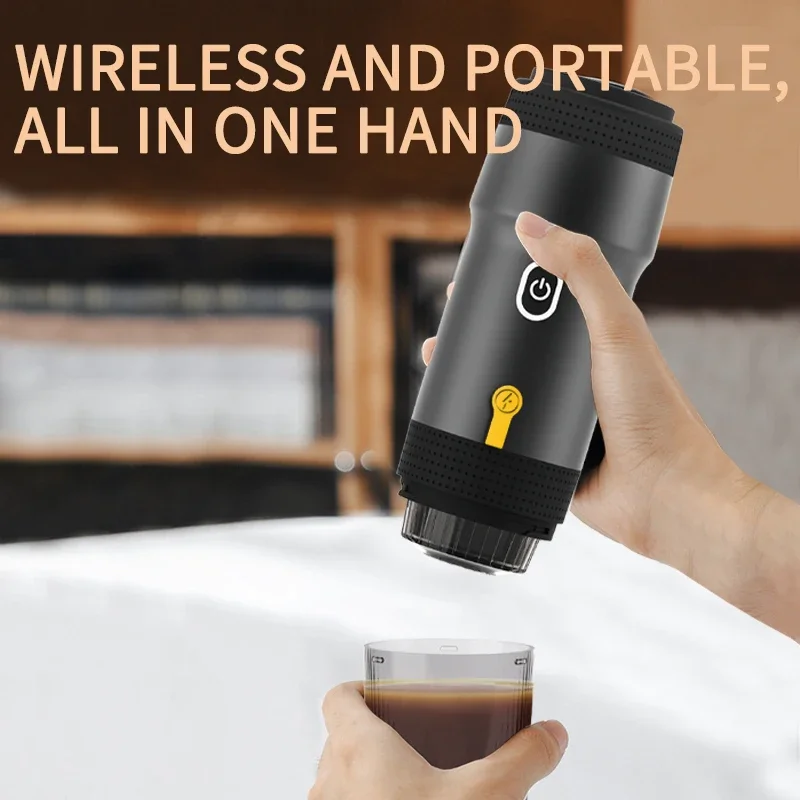 Wireless Electric Portable Espresso Coffee Machine for Car & Home Camping Coffee Maker 3-in-1 Capsule Powder Travel Coffee Maker