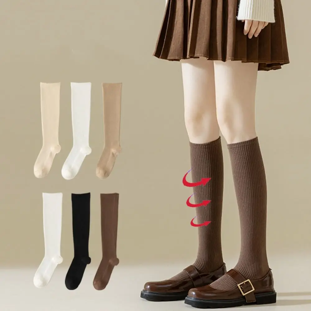 

Vintage Solid Color Pressure Calf Socks JK Lolita Women Stockings Cotton Sports Socks Female Hosiery Girl