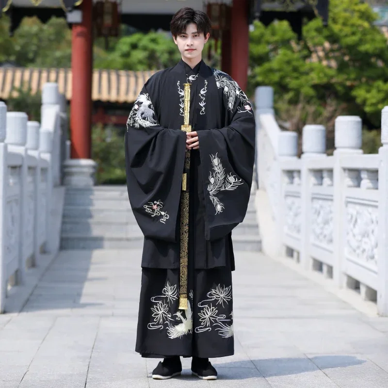 Plus Size 5XL Hanfu Men Ancient Chinese Hanfu Set Male Cosplay Costume Summer Party Hanfu Black Outfit For Men Large Size