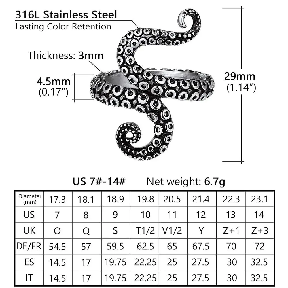 Octopus Opening Knitting Loop Crochet Ring Stainless Steel Punk Style Knitting Tools Finger Wear Adjustable