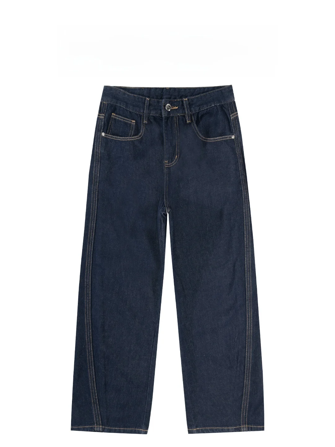 

BAIRBAOLIY Trendy Brand Classic Simple Design Straight Leg Jeans Soft Loose Comfortable Drapey Casual Cotton Denim Pants