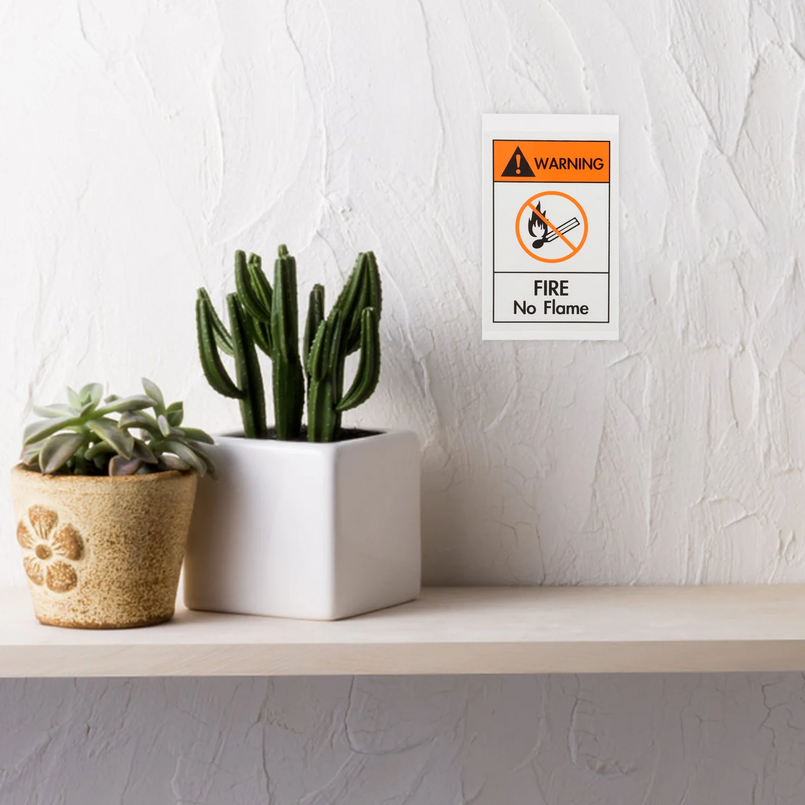 2Pcs Warning Sticker No Open Flames Durable Safety Sign Pet Waterproof Sticker Fire Safety Label Indoor Outdoor
