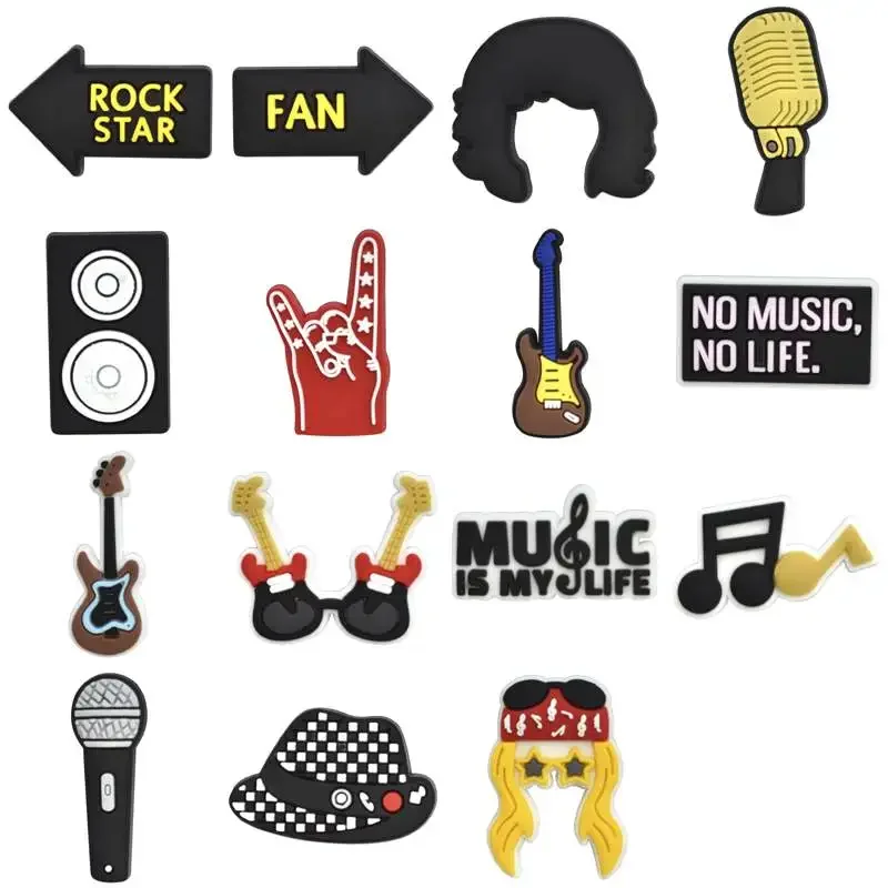 Shoe Charms for Crocs Accessories Guitar Shoes Charm for Croc Decorations Pins Men Accessory Jeans Woman Clogs Clips Badges