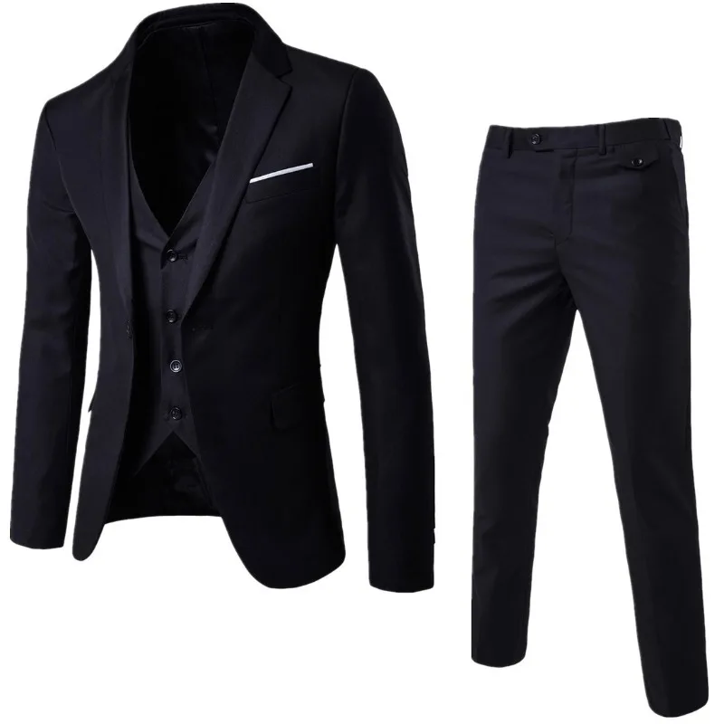 

New Thickened Groom Suit Set for Men's Three-piece Brand Wedding Dress Casual Formal Business Slim Fit