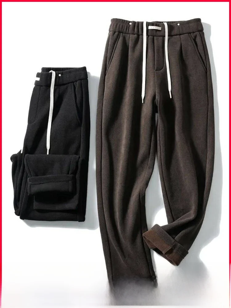 

Warm Fce Winter Men's Elastic Waist Corduroy Thiened Casual Pants Soft Skin-friendly Straight Cut Faionable Ci Sle