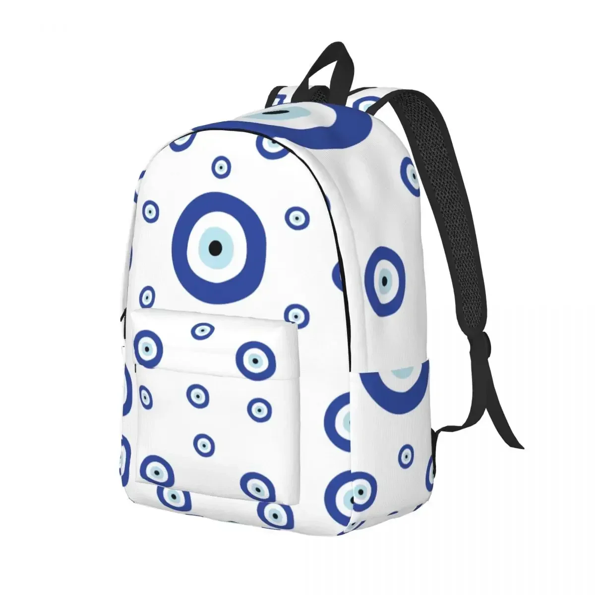 Evil Eye Blue White Fashion Backpack Sports Student Business Boho Daypack for Men Women College Shoulder Bag