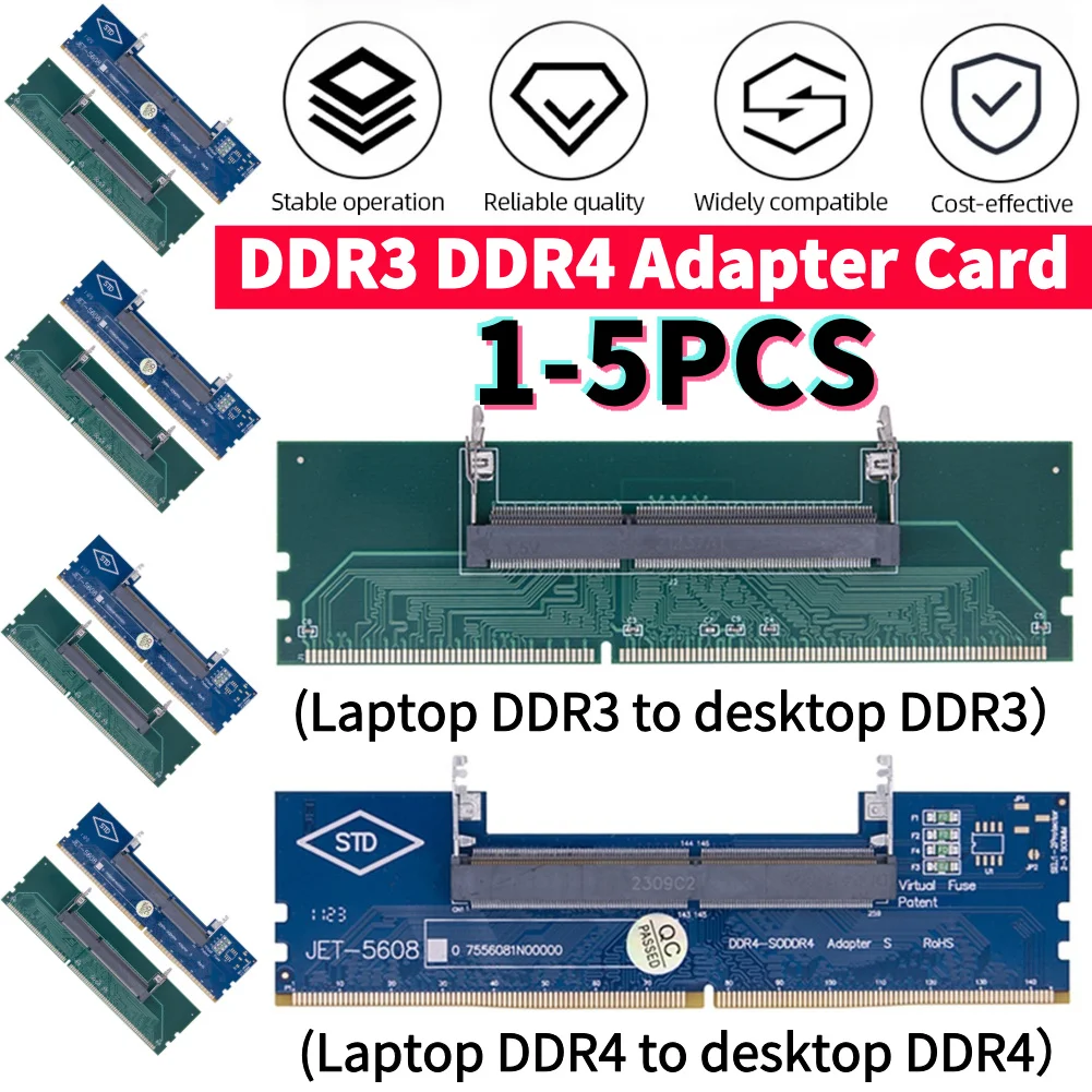 Адаптерная карта памяти DDR3 DDR4, 1-5 шт., SO-DIMM для подключения к PC DIMM, для подключения ноутбука к настольному ПК, соединительная карта DDR3 DDR4, карта памяти.
