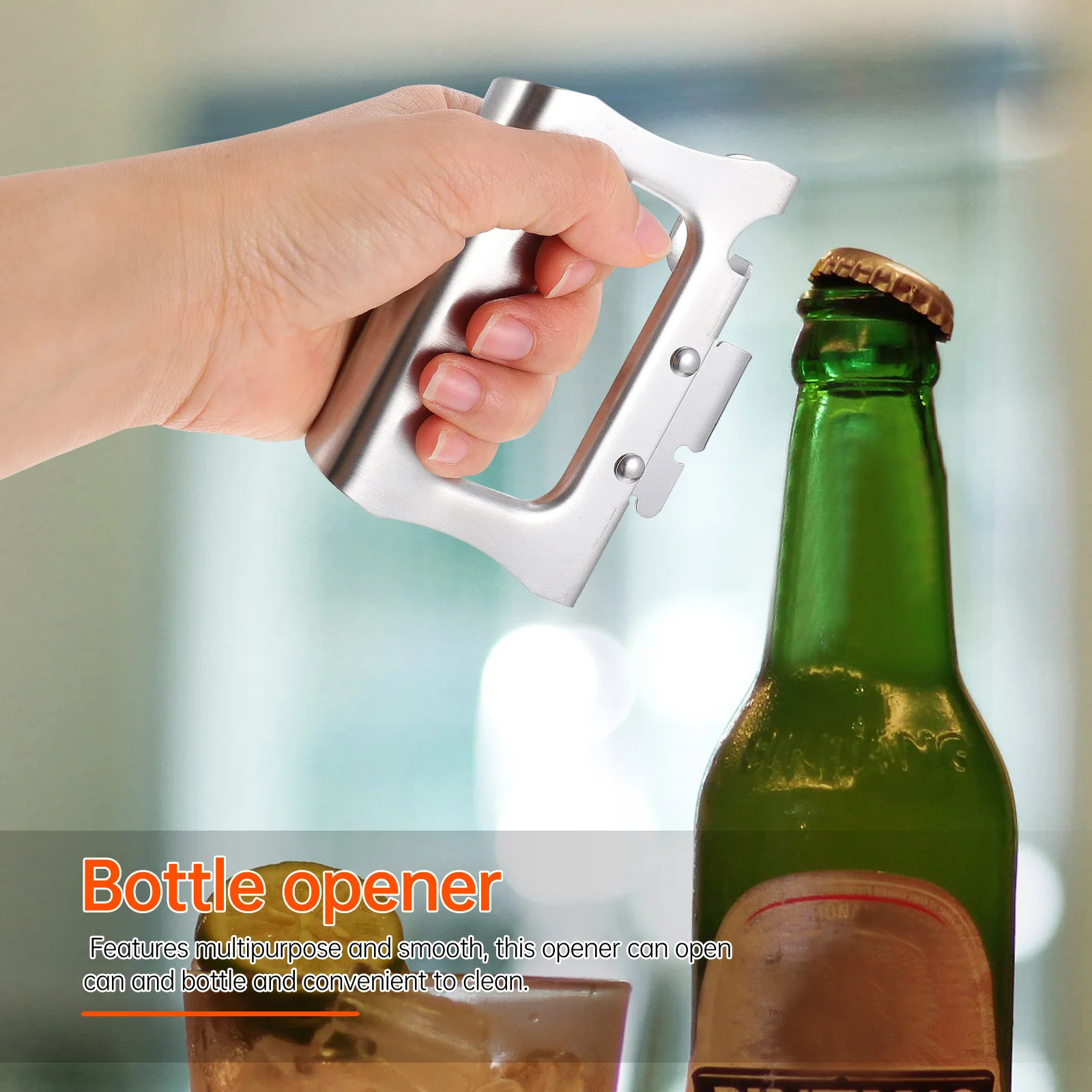 

Multifunctional Bottle Opener Stainless Steel Can Beer Lid Remover Portable Camping Kitchen Tool Easy Clean Openers