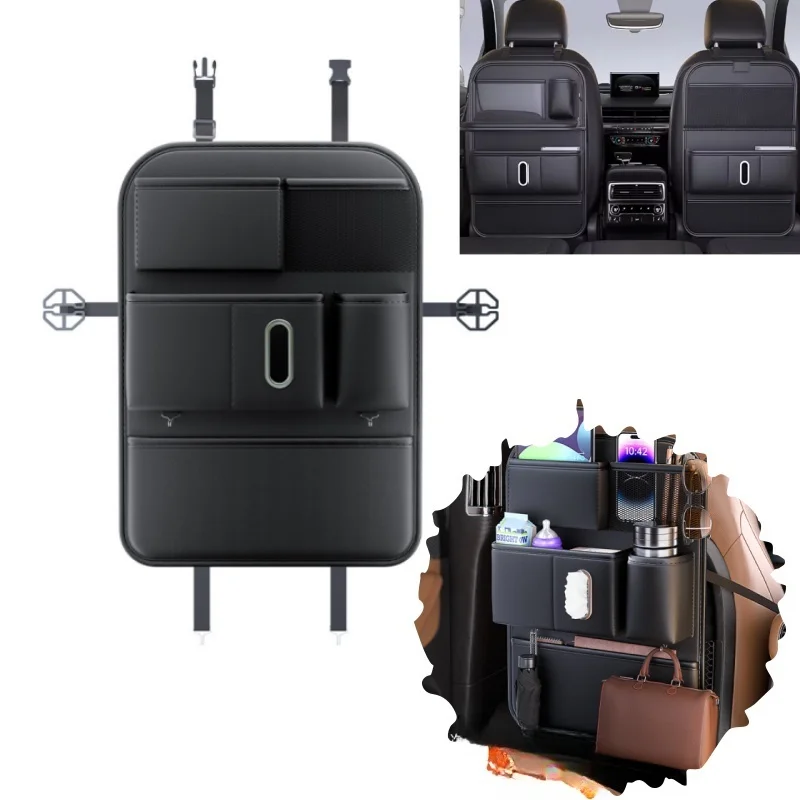 

Car Seat Back Organizer with Foldable Tray Multi Pocket Headrest Storage Bag Auto Interior Anti Kick Pad Drink Holder With Tray