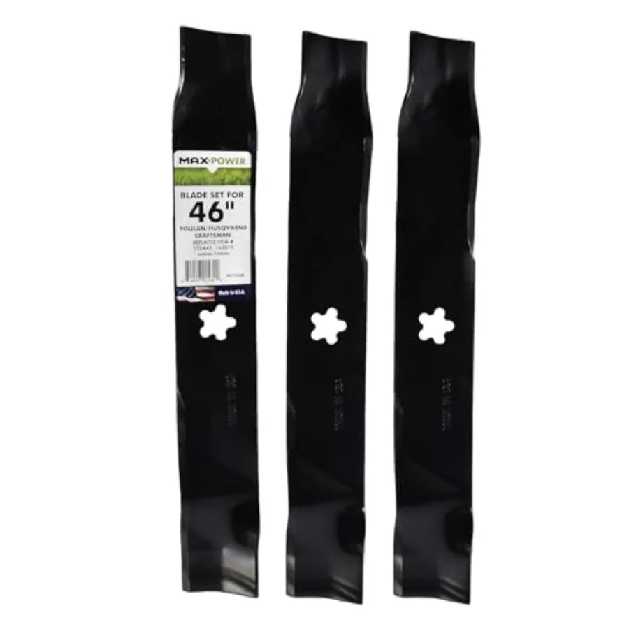 

561732B 3-Blade Set 46" Cut Craftsman/Husqvarna/Poulan Replaces Oem No. 152443 163819 532145708 532152443 black