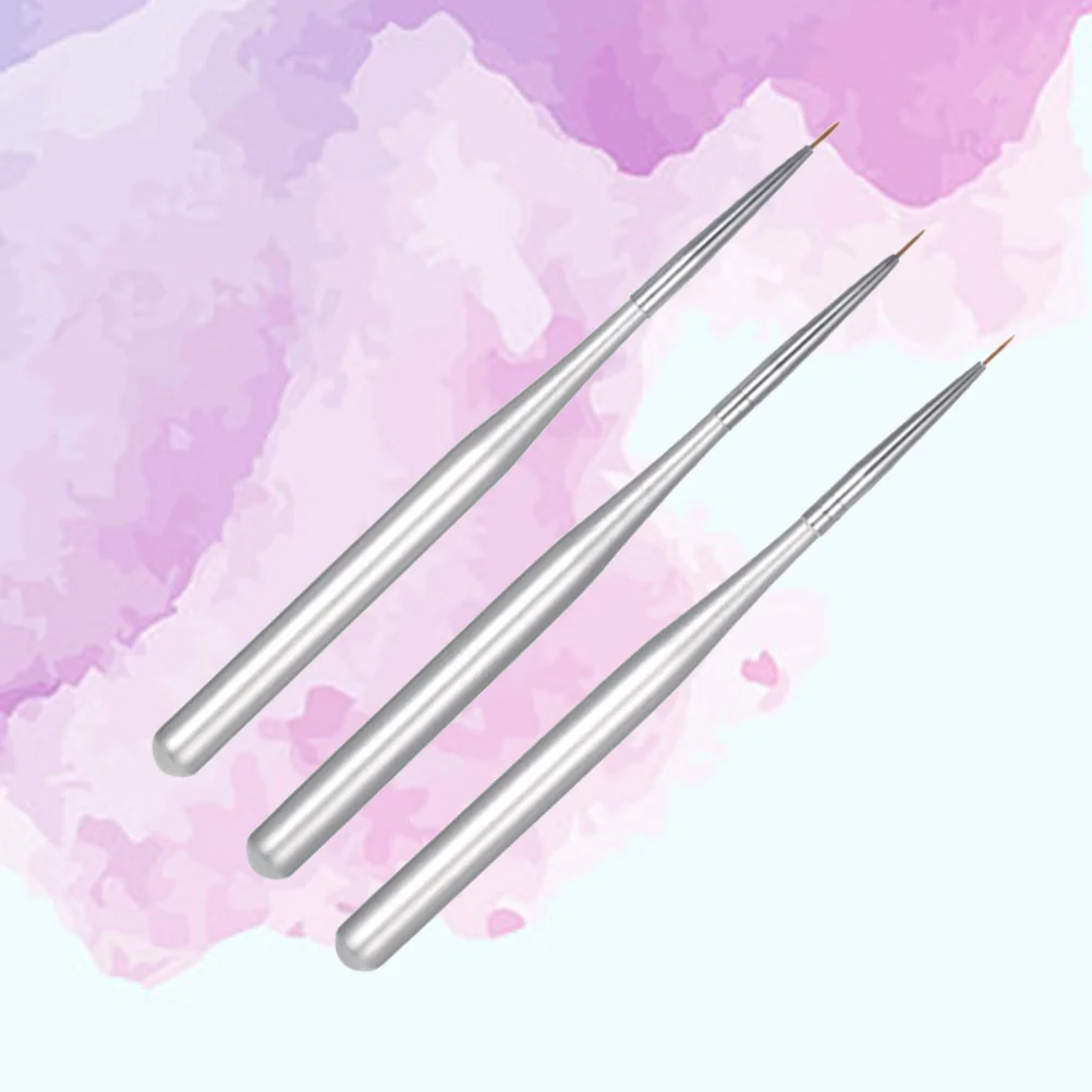 

3Pcs Nail Art Liner Brush Set Nylon Hair Different Sizes Precise Nail Painting Detailing Pen Long Handle Uv Gel Polish Line