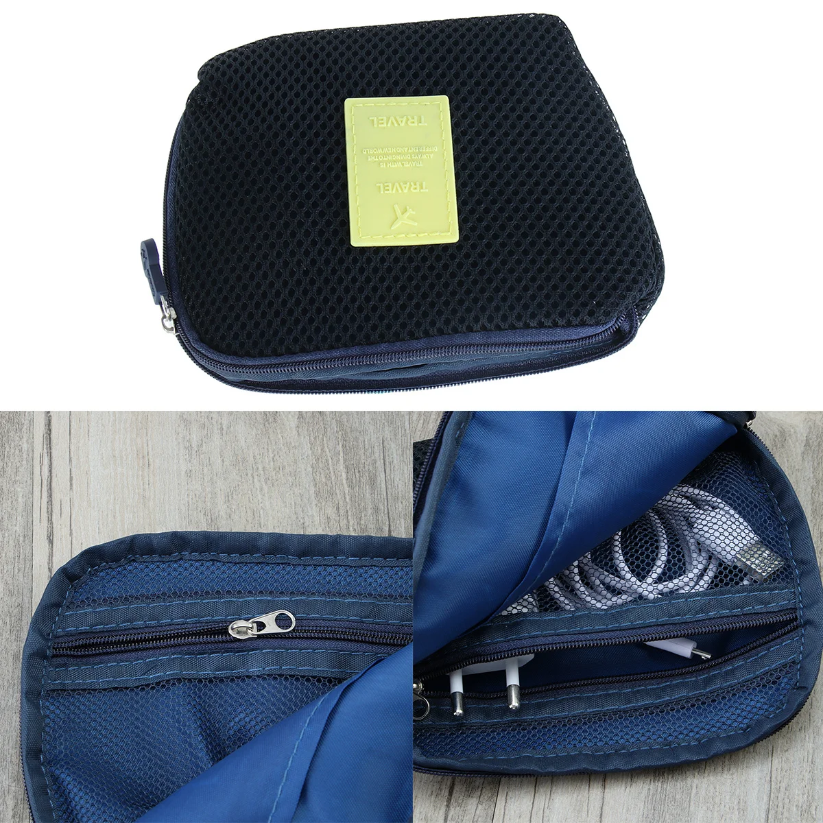 

Universal Shockproof Digital Storage Bag Compact Size Dark Blue Travel Pouch Cable Organizer Earphones Mouse Storage