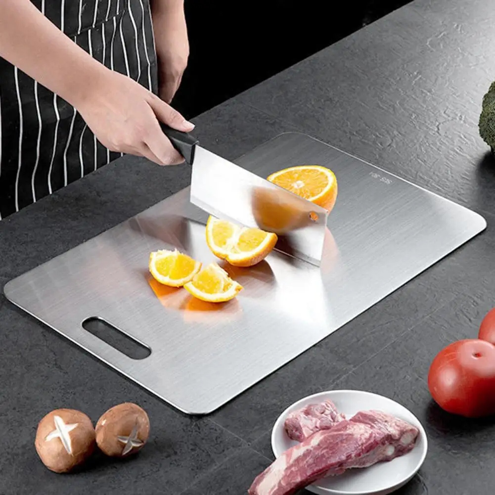 Stainless Steel Cutting Board Thickened Stable Chopping Board for Meat Vegetable Fruit Cheese Anti-Mildew Easy to Clean Kitchen