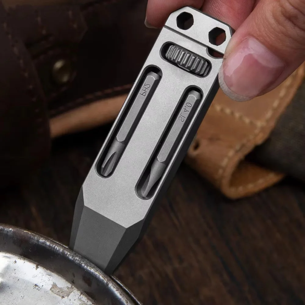 Titanium Alloy Multifunctional Tool Mini Portable adjustable Wrench Key Chain Outdoor EDC Tool Screwdriver