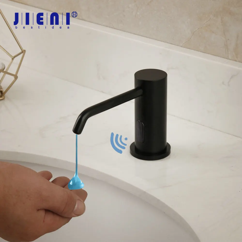 JIENI Automatic Kitchen Soap Dispenser Bathroom Dispenser for Liquid Soap Lotion Dispensers Tool Stainless Steel Head ABS Bottle