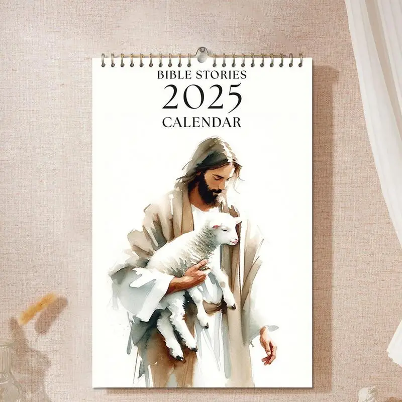 2025 Wall Calendar Christian Bible Stories 12 Months Wall Calendar with Hook Hangable Wall Funny 12 Month Calendar home decor