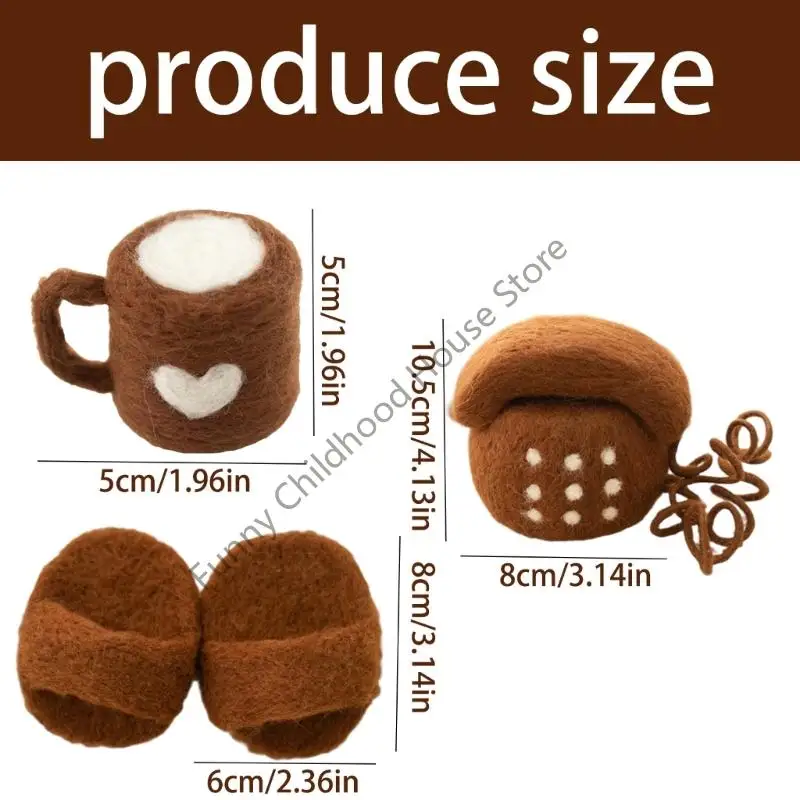 Accesorios fieltro D0LA recién nacidos artesanías livianas para estudios o zapatillas caseras Café café Patrón