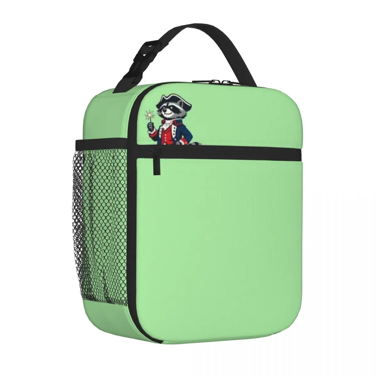 Bestselling Patriotic Raccoon 250th Anniversary Celebration Art Sporty Shoulder Lunch Bag Student Daily Insulated Food Bag