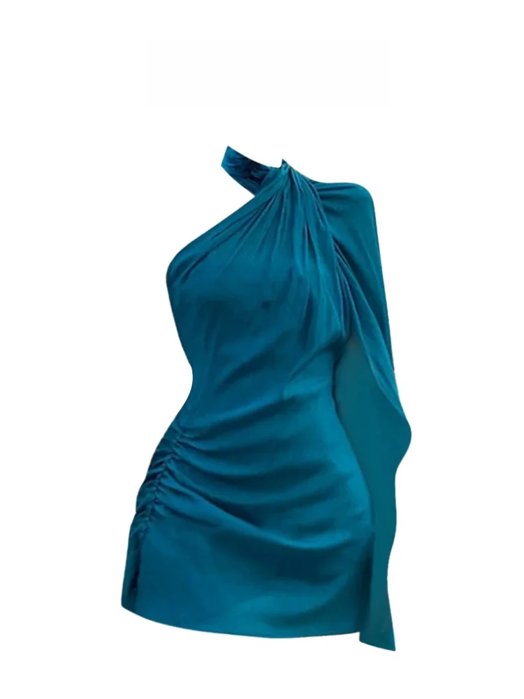 

HEZA Лето, облегающее женское праздничное платье с драпировкой, корейская юбка для поездок на работу, однотонная юбка