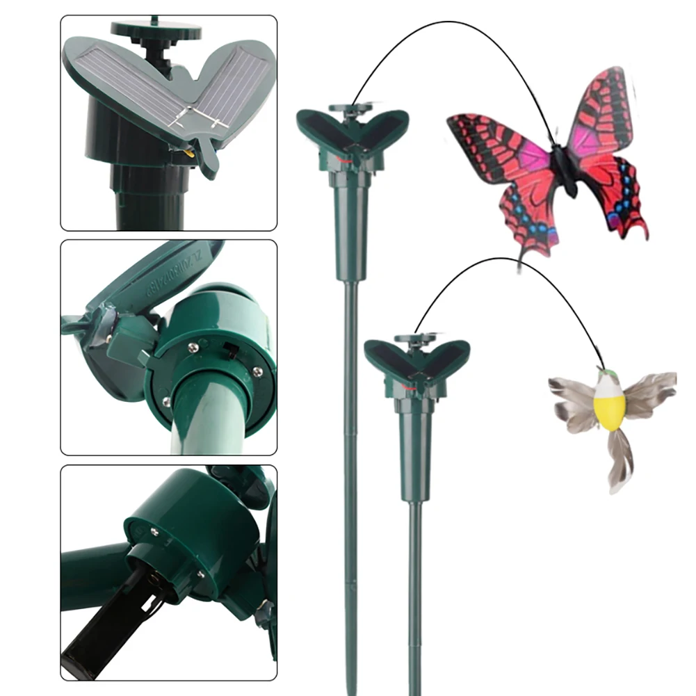 Solar Powered Flying Wobble Fluttering Butterfly Ornament Butterfly Bird Garden Stake for Patio Landscape Outside Ornament Decor