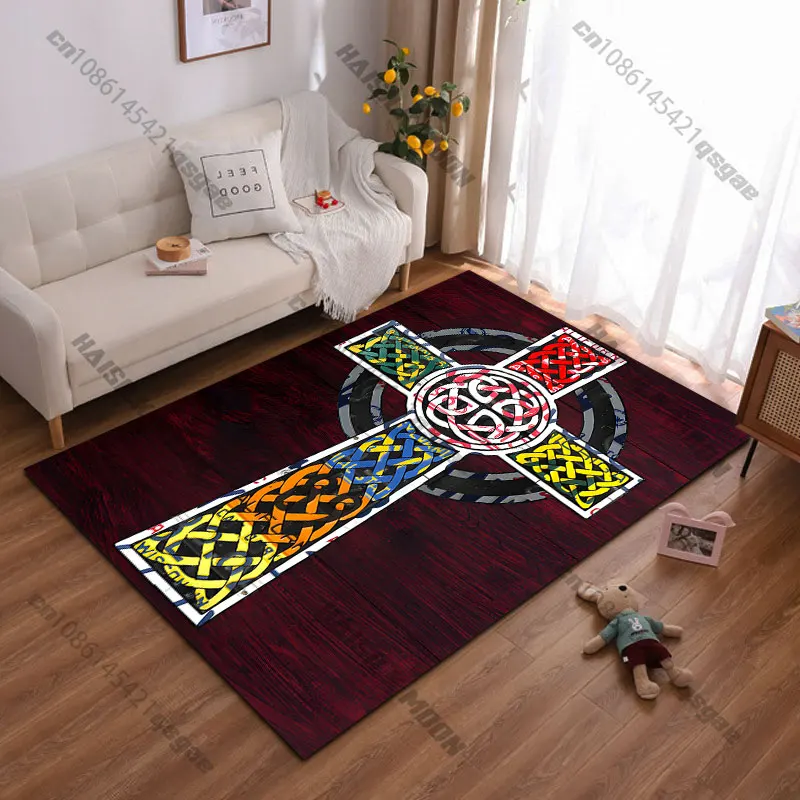 Colorful cross with intricate design carpet Yoga living room room decor children's crawling mat doormat area rug