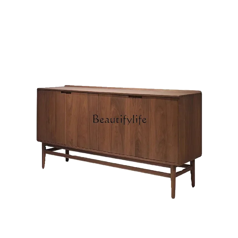 1Black walnut side cabinet Japanese style with pump storage All solid wood simple locker