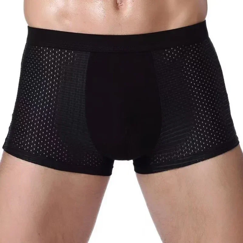 4pcs men's boxer shorts elastic stretch men's ice silk mesh mid-waist boxer pants men's breathable soft hot selling shorts