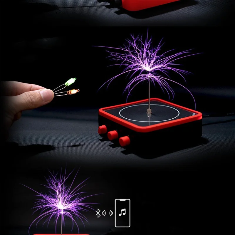 8cm Music Tesla Coil Artificial Lightning Desktop Bluetooth Toy Creative Gift Electric Lightning In The Hand Science Experiment