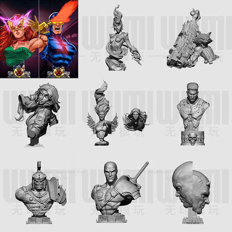 

Миниатюрная сборная модель в масштабе 1/16 1/10, DIY GK, 3D-фигурка из смолы, неокрашенная, белая, бюст женской/мужской куклы, Самый Мощный Мутант Грей Скотт