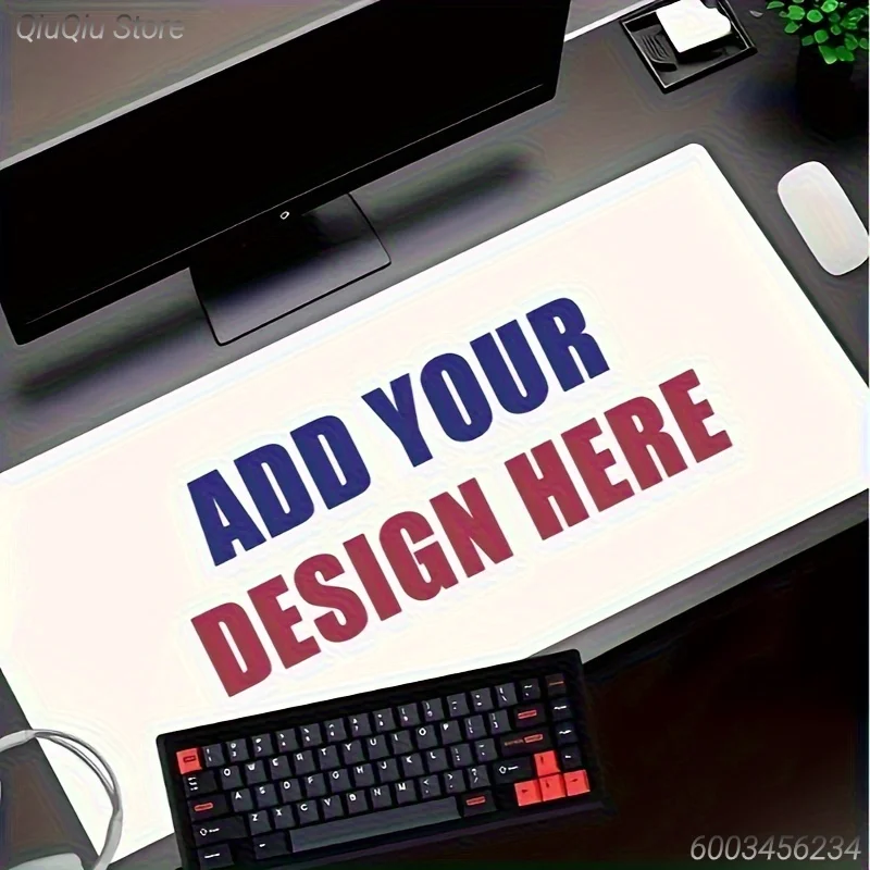 Custom Design Large Mouse Pad Personalised Image Text Logo, Waterproof Smooth Surface Anti-Fray Edge Desk Mat for PC Gaming