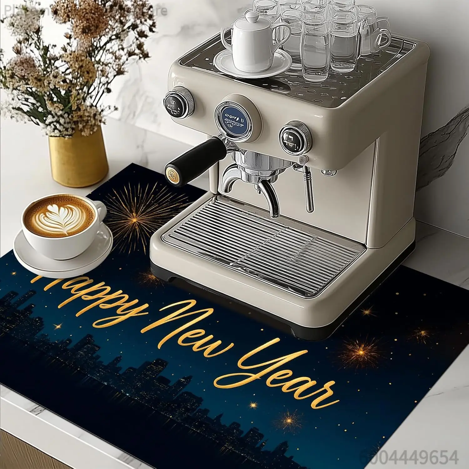 New Year Stove Top Cover – Heat-Resistant Silicone Mat with Fireworks Skyline for Electric Glass Cooktops