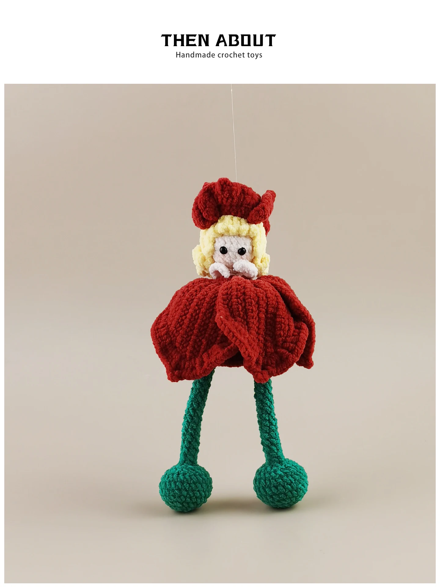 Handmade Crocheted Rose Fairy Doll Bag Charm Backpack Accessory Unique Creative Gift Fashionable Cartoon Patterned Pendant