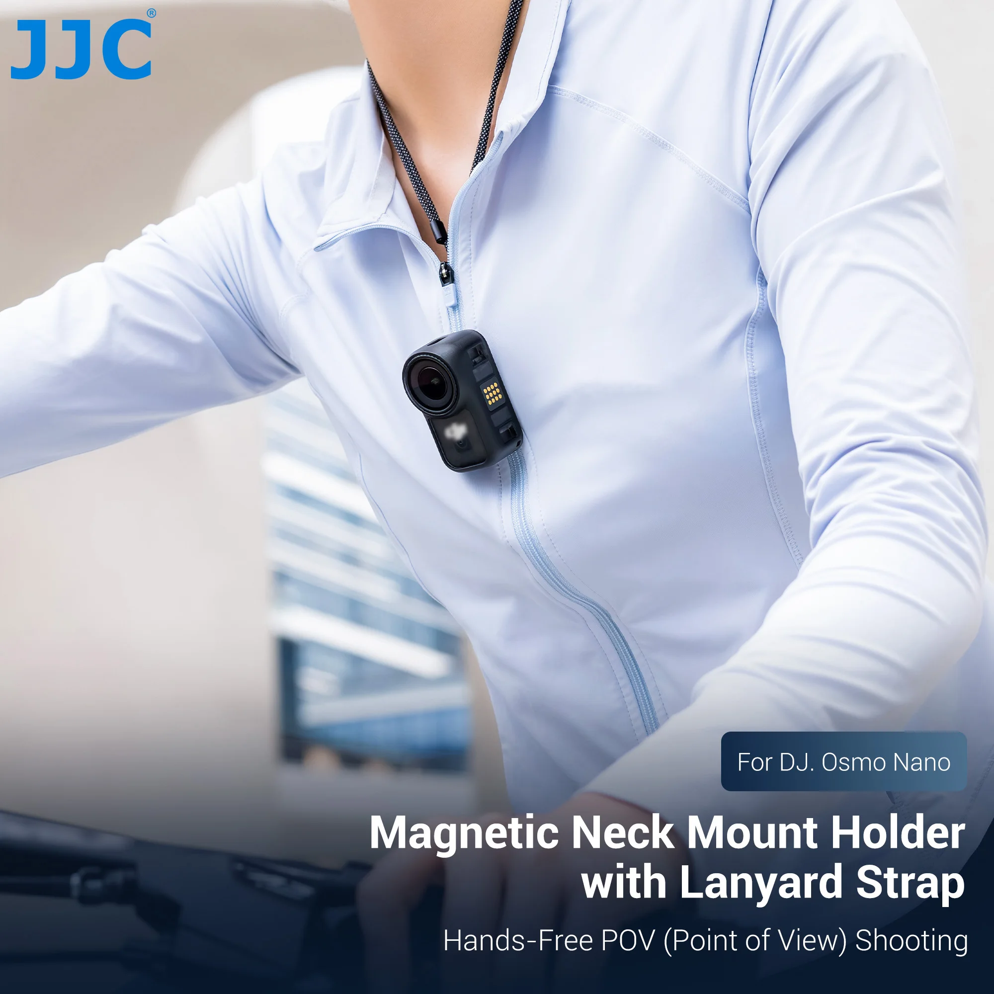 JJC Magnetic Lanyard for DJI Osmo Nano Insta360 Go 3 Silicone Base Neck Chest Strap for Hands-free POV Shooting Outdoor Activity