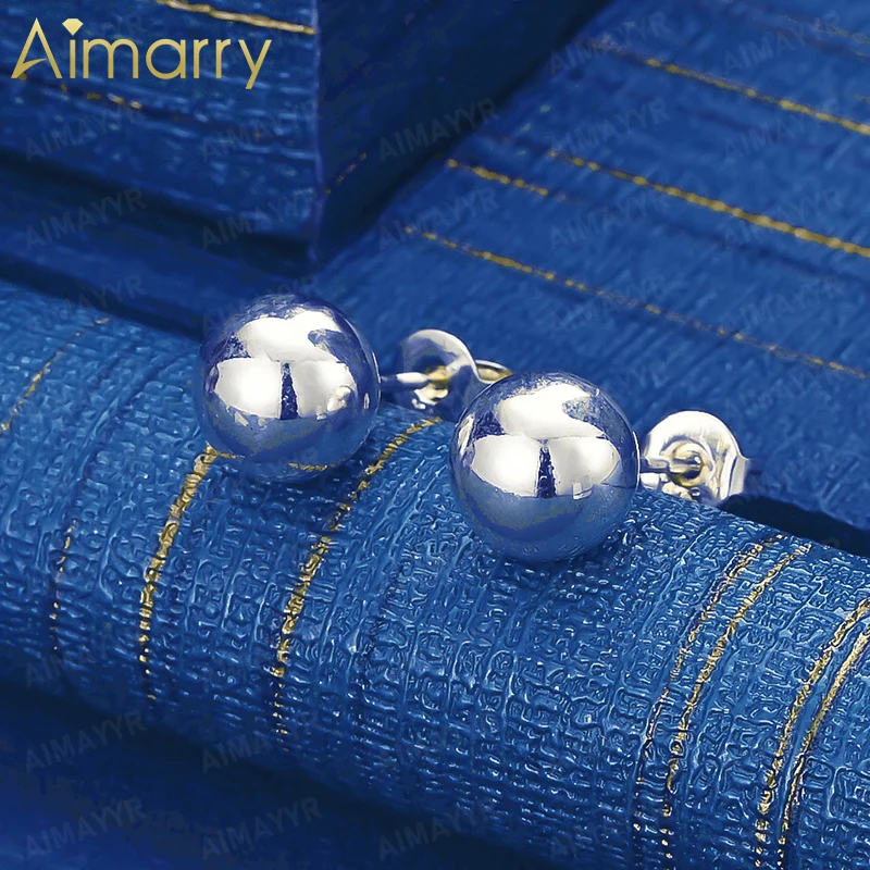 925 Sterling Silver Simple Smooth Round Bead Earrings for Women's Parties Banquets Weddings High-quality Fashion Jewelry