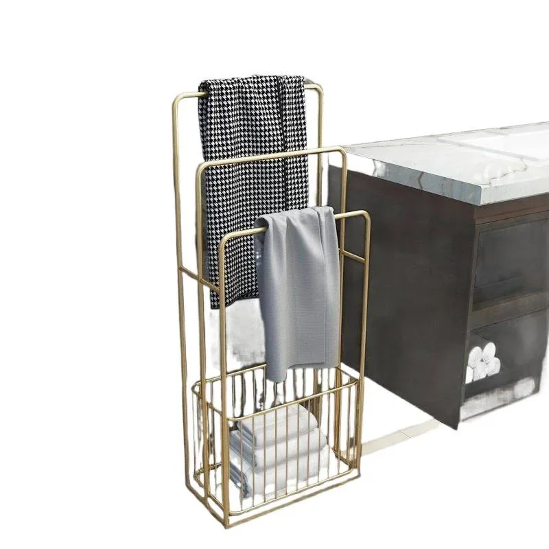Light luxury towel rack Floor-to-ceiling washstand Household marble bathroom rack Toilet storage towel
