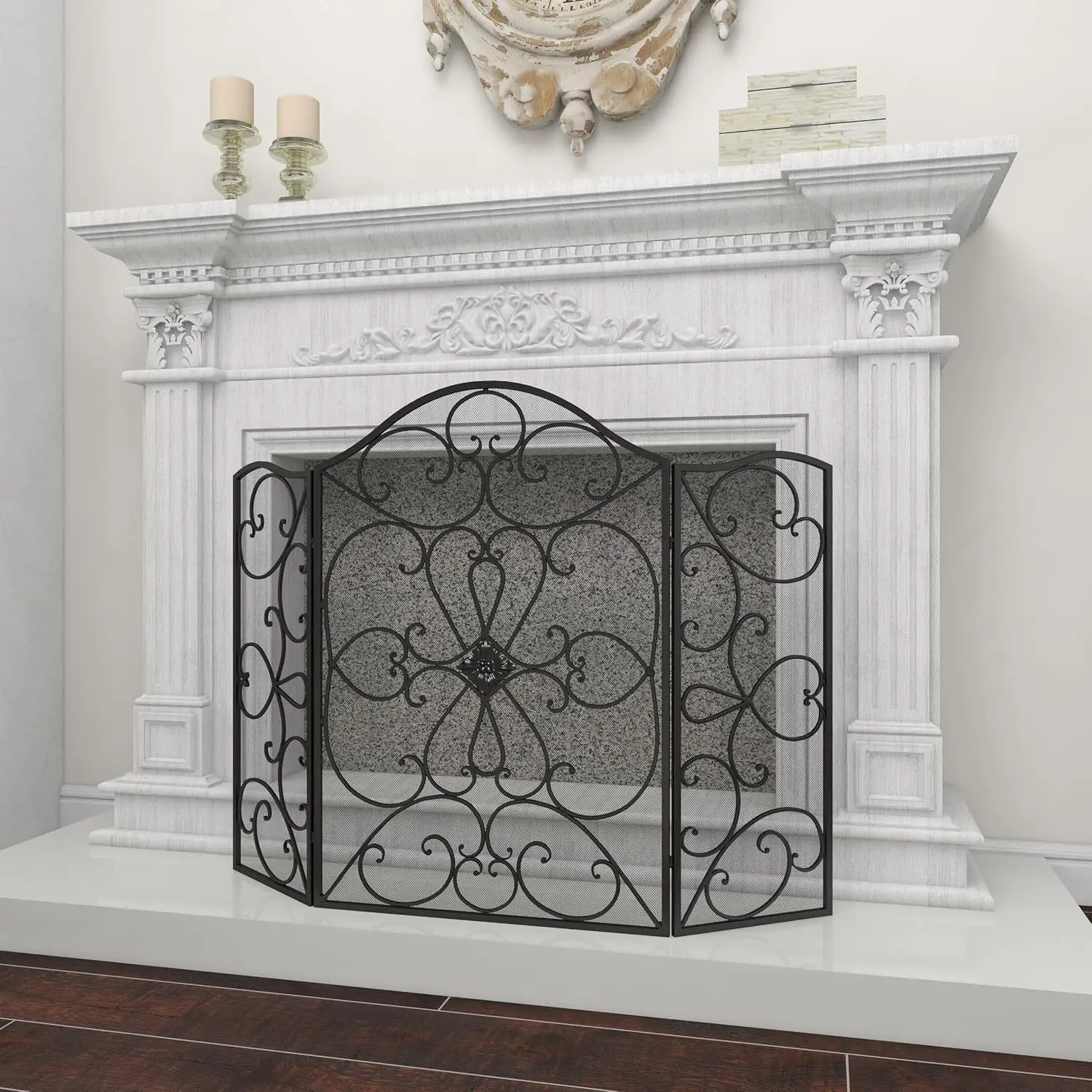 European-style new wrought iron fireplace, fireplace screen partition, fire wall, home stove circumference can be determined