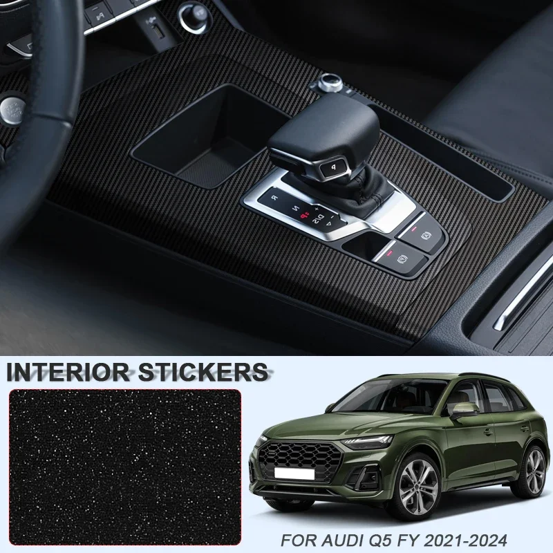 Car Carbon Interior Sticker Lifting Window Panel Decal For AUDI Q5 FY 2021-2024 LHD Gear Inner Door Protective Film Accessory