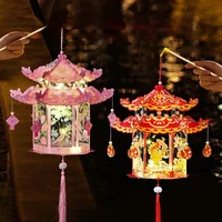 Mid Autumn Festival Lantern Palace Shape DIY Lantern Handmade Luminous Lamp Holiday Hanging Light Decor Birthday Gift Lanterns