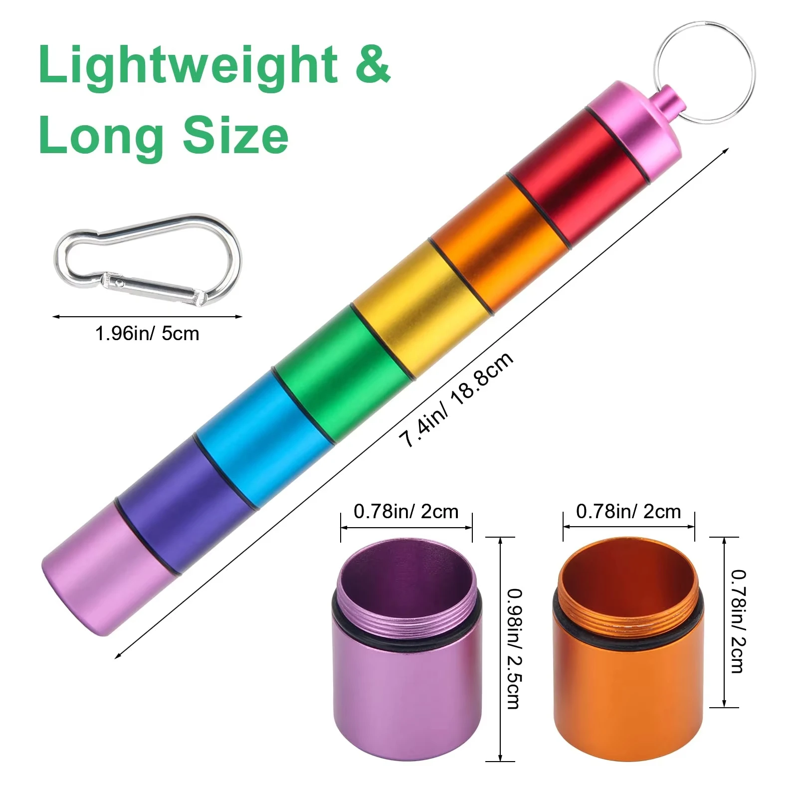 علبة حبوب منع الحمل الصغيرة المحمولة سلسلة المفاتيح حامل حبوب معدنية مقاومة للماء أنبوب مع 7 مقصورات لمنظم حبوب الدواء الصغيرة في حالات الطوارئ